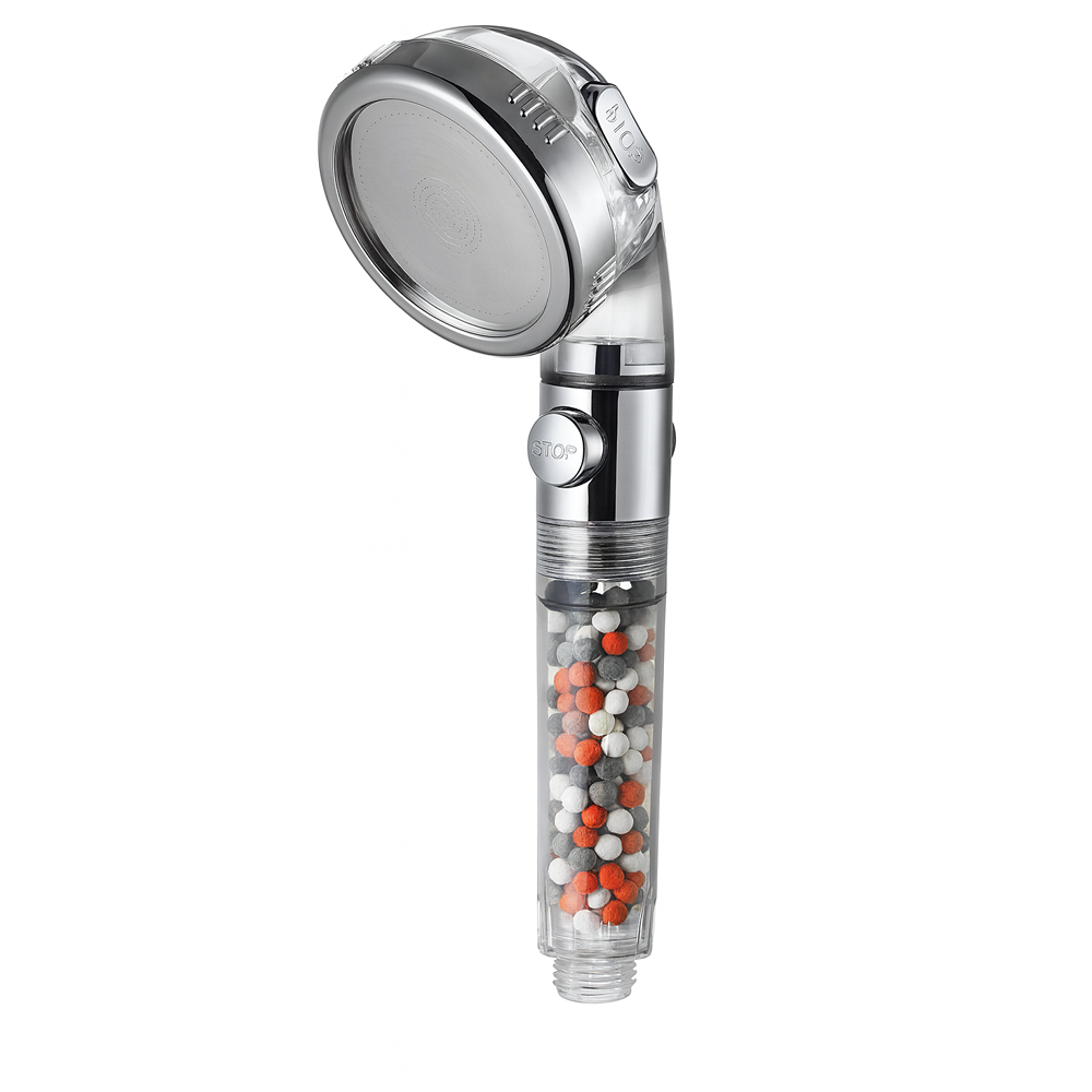 High Pressure Handheld Shower Head with Filter – 3 Spray Modes, Water Saving, Mineral Beads