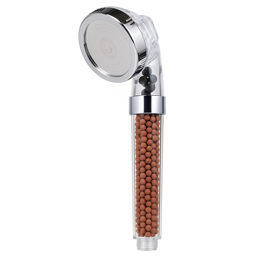 High Pressure Handheld Shower Head with Filter – Water Saving, Chlorine Removal, Mineral Beads